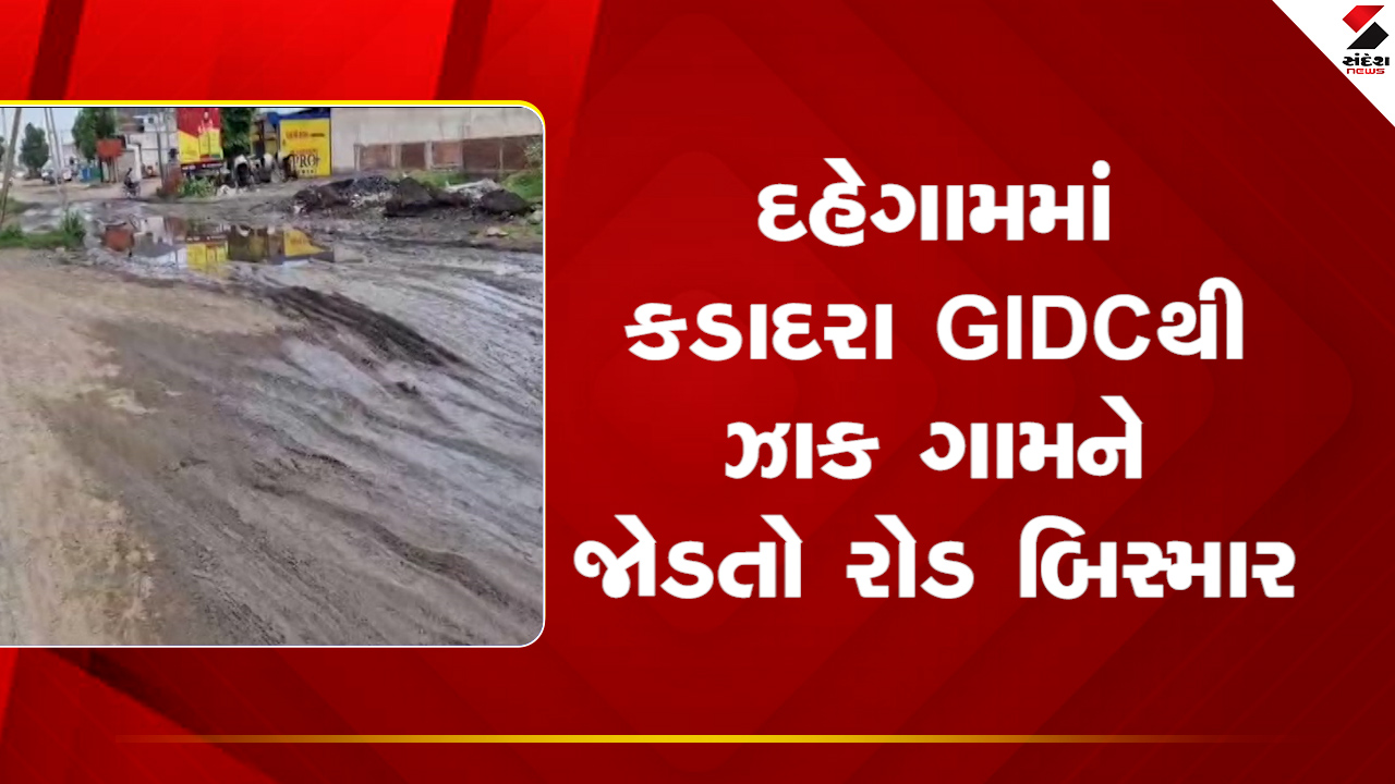 Gandhinagar : દહેગામના કડાદરામાં જીઆઇડીસીથી ઝાક ગામને જોડતા બિસ્માર રસ્તાથી લોકોને હાલાકી, જુઓ Video
