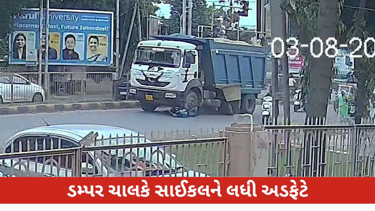 Anand News: આણંદમાં ટાઉનહોલ પાસે સાયકલ સવાર ડમ્પર નીચે આવતા અકસ્માત, CCTVમાં ઘટના કેદ.