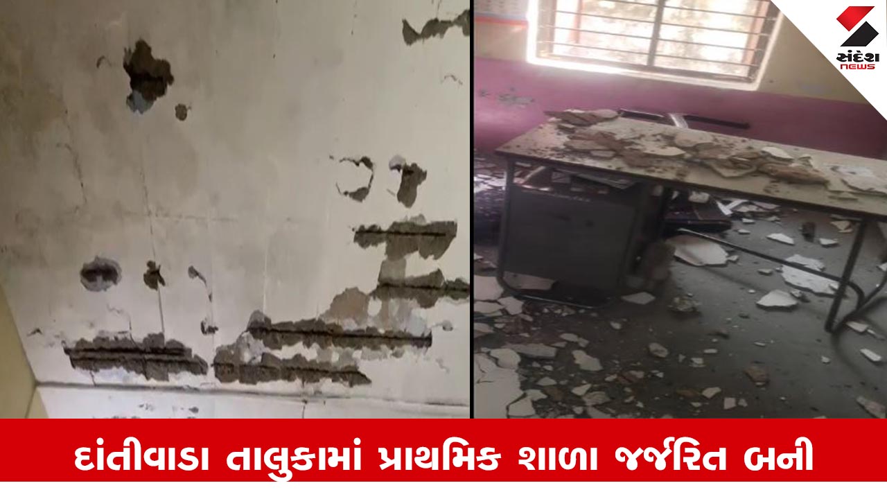 Banaskantha News: દાંતીવાડા પ્રાથમિક શાળા જર્જરિત થતા બાળકો ખુલ્લામાં અભ્યાસ કરવા મજબૂર; દયા આવશે.