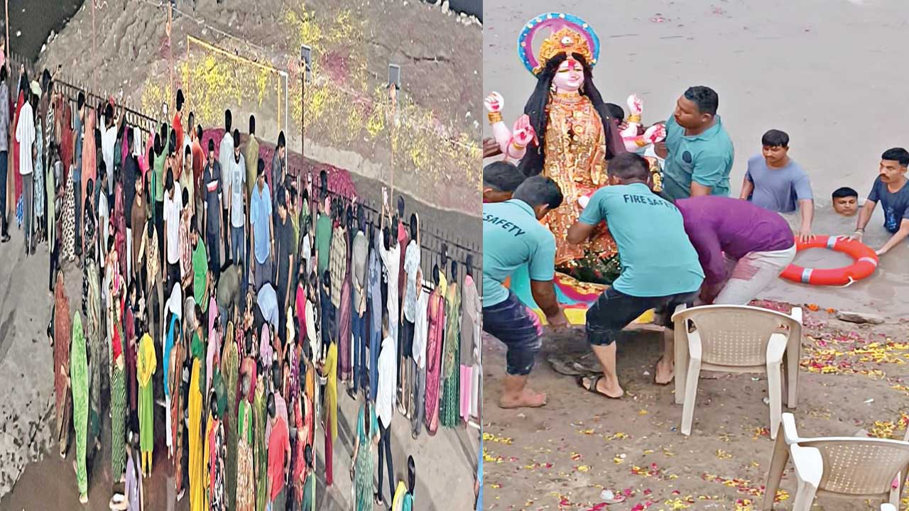 મહેસાણા: એક રાતમાં 4,000થી વધુ દશામાની મૂર્તિઓનું વિસર્જન.