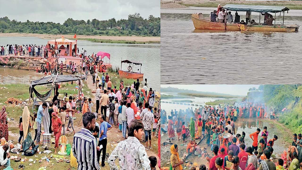 આણંદ: મહી નદી કાંઠે દશામાની મૂર્તિ વિસર્જન માટે ભાવિકોનું ઘોડાપૂર ઉમટ્યું.