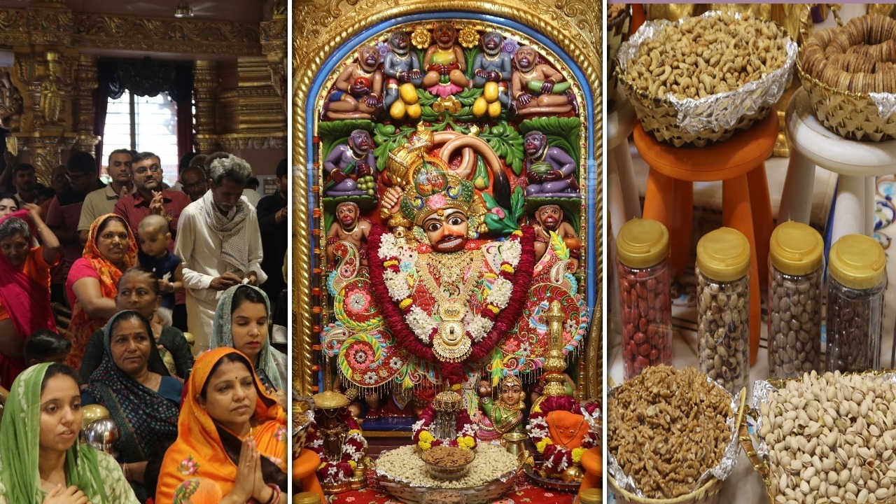 સાળંગપુરમાં શ્રીકષ્ટભંજનદેવ હનુમાનજી દાદાને ડ્રાયફ્રૂટનો અન્નકૂટ ધરાવાયો.