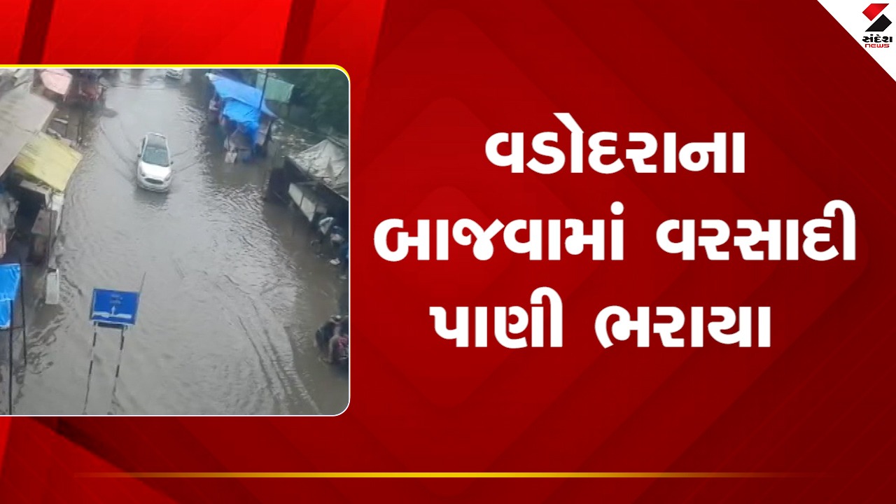 Vadodaraના બાજવામાં વરસાદી પાણી ભરાયા, જુઓ Video