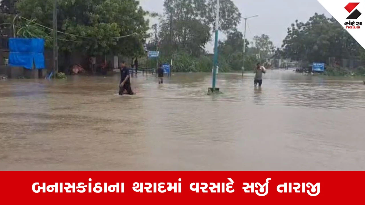 Banaskantha Rain News: બનાસકાંઠાના થરાદમાં 12 ઈંચ વરસાદથી જળબંબાકાર; જનજીવન અસ્તવ્યસ્ત, મુખ્ય બજાર અને રસ્તાઓ પાણીમાં ગરકાવ.
