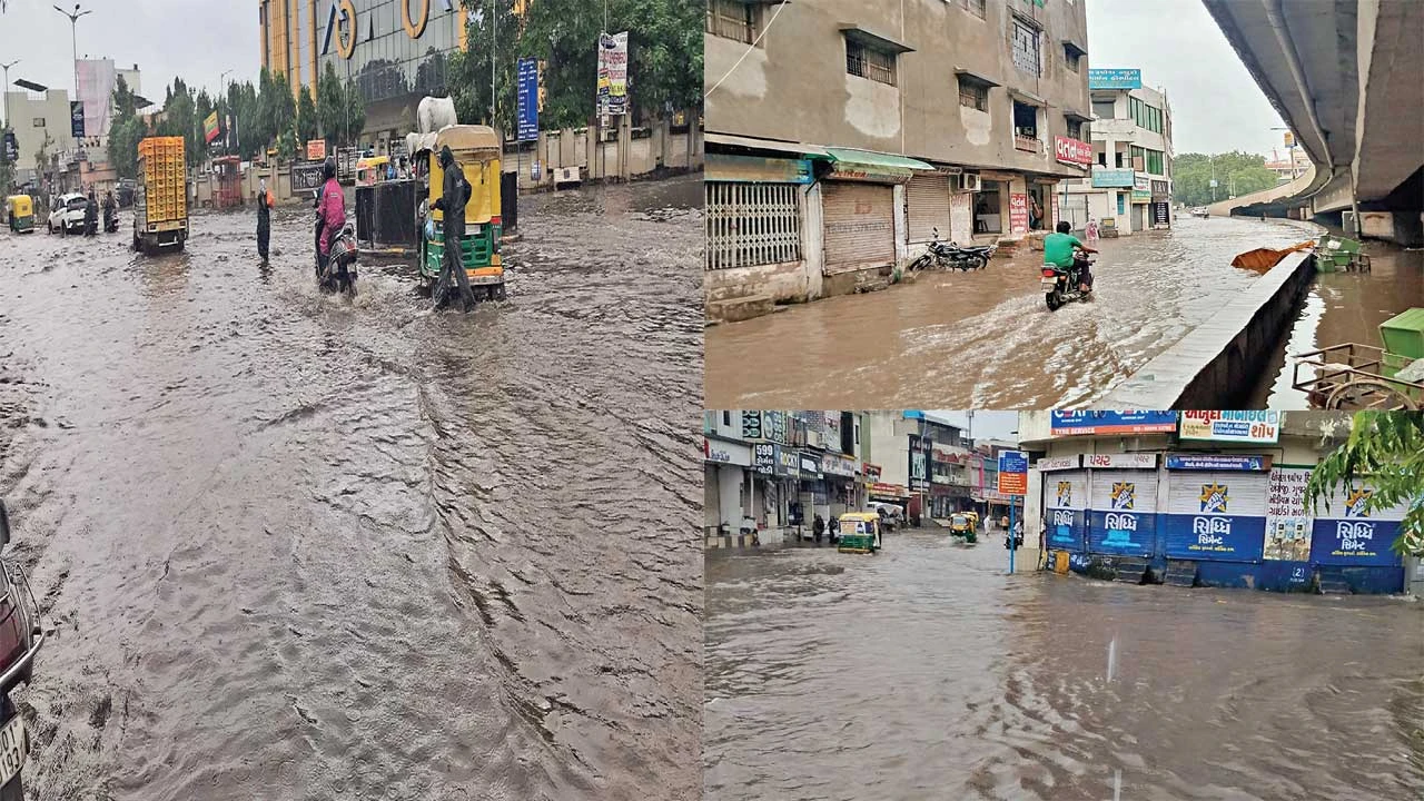 અમદાવાદ: નરોડા, સરદારનગરમાં 3 ઈંચ અને ઓઢવમાં 2 ઈંચ વરસાદથી દુકાનો બંધ.