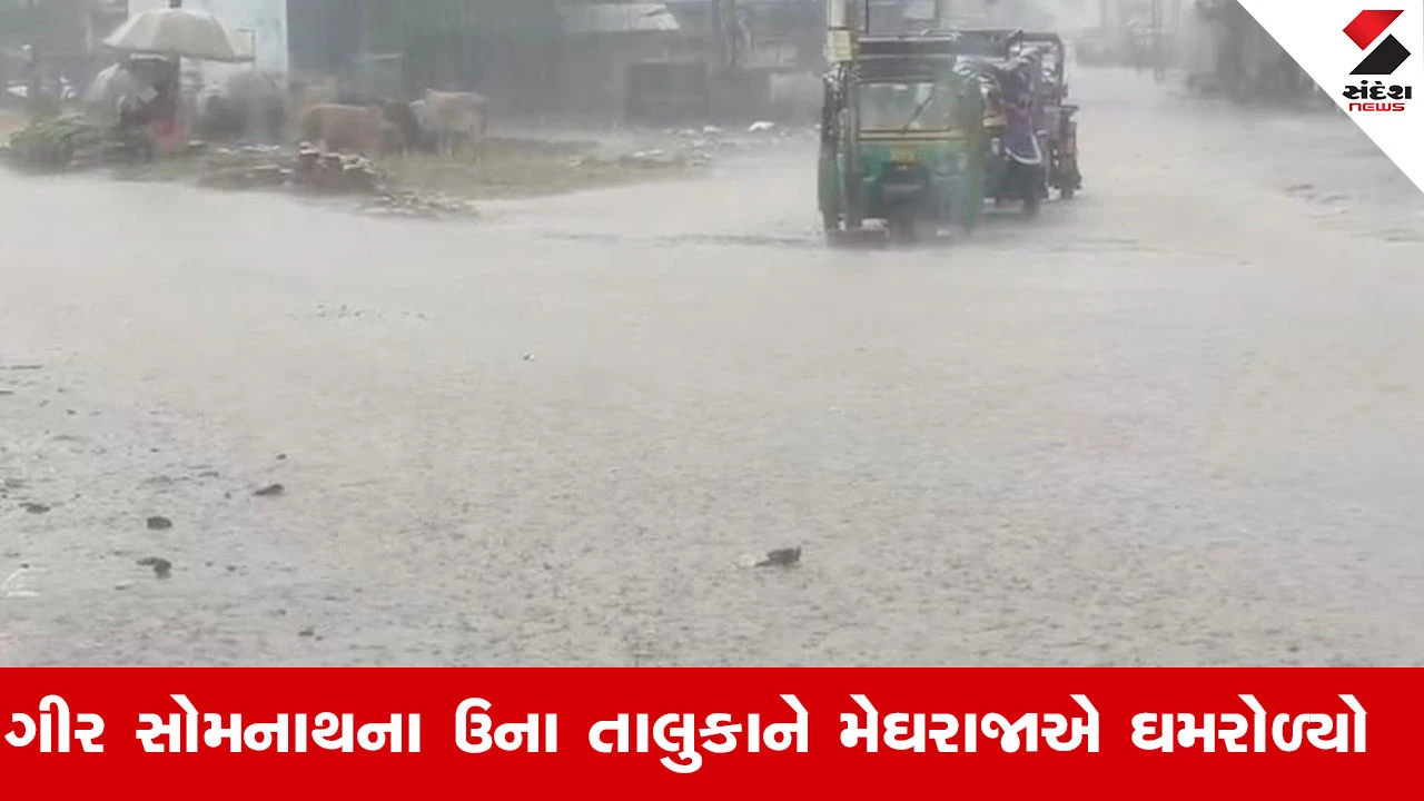 Gir Somnath Rain News : ગીર સોમનાથના ઉના તાલુકાને મેઘરાજાએ ઘમરોળ્યો, ઉનામાં 7 ઇંચ વરસાદ ખાબકયો