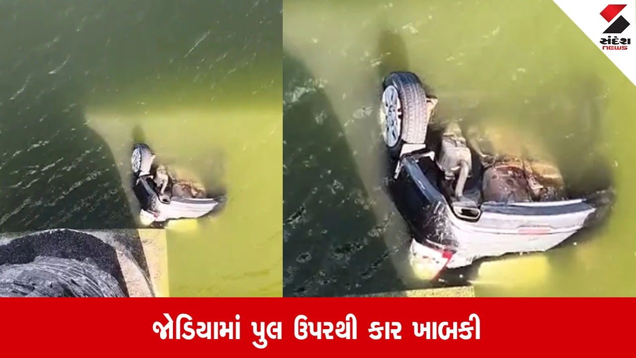 Jamnagar: જોડિયા-કુંનળ વચ્ચે કાર 80 ફૂટ ઊંડે પુલિયામાં ખાબકી, ચાર યુવાનોનો ચમત્કારિક બચાવ