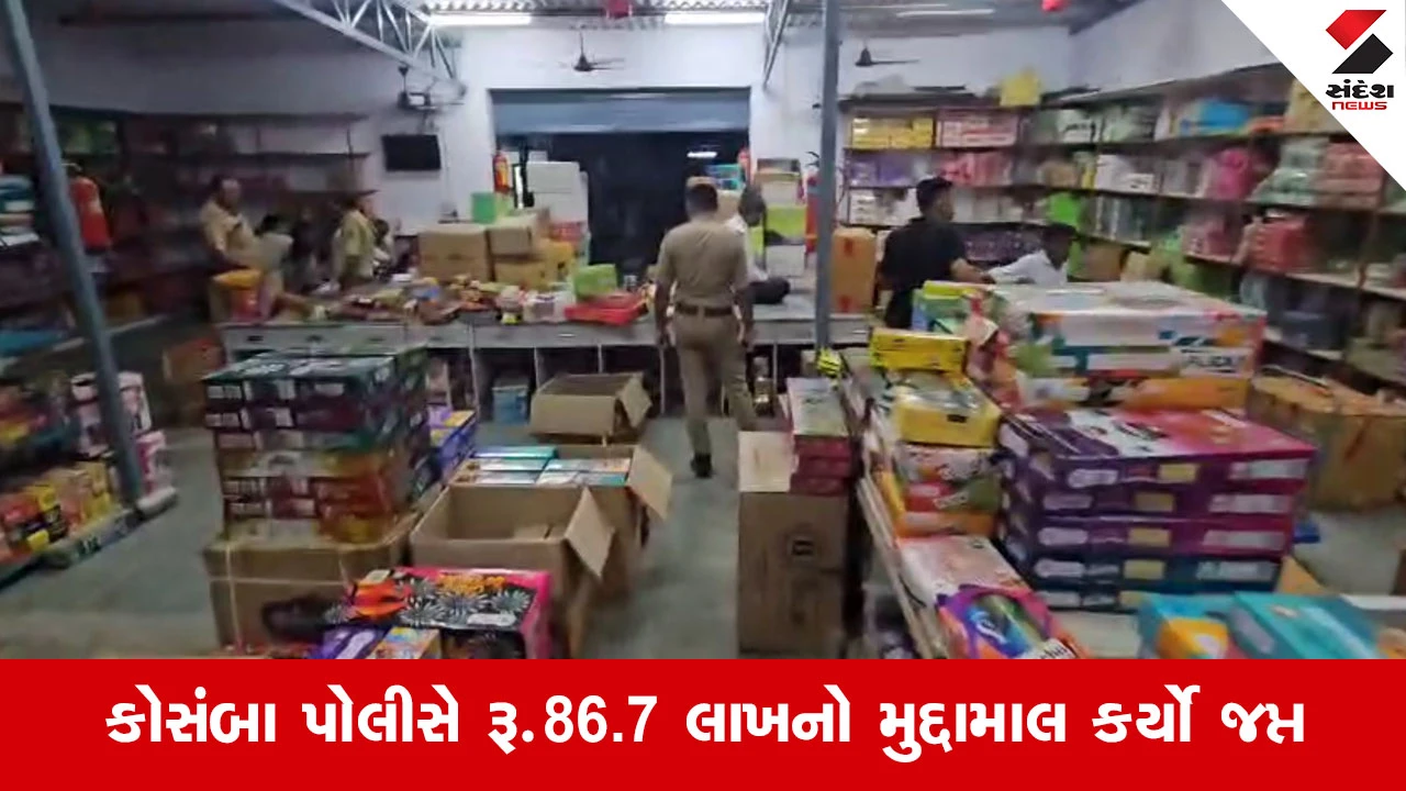 Suratના પીપોદરામાંથી ગેરકાયદેસર રીતે સંગ્રહ કરાયેલો કરોડો રૂપિયાનો ફટાકડાનો જથ્થો ઝડપાયો