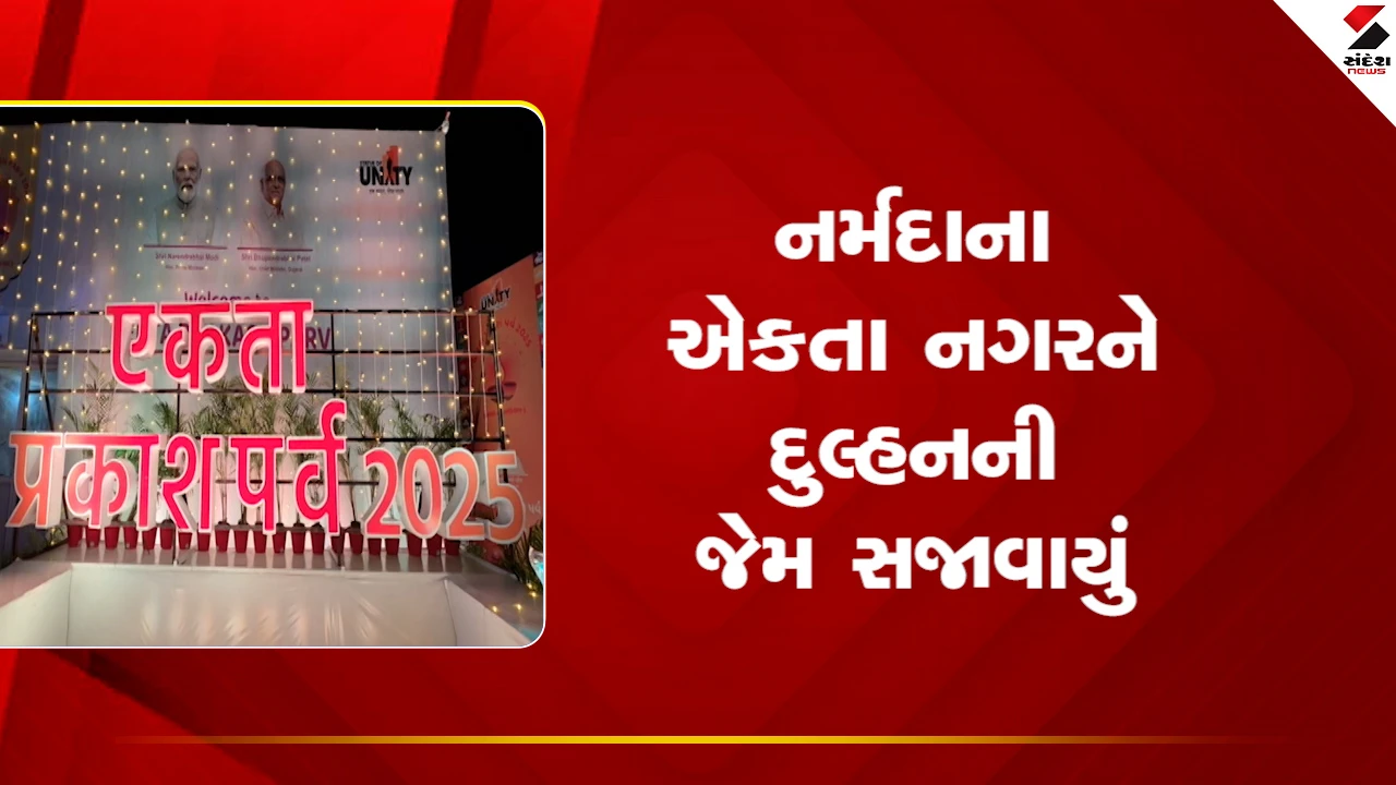 Narmadaમાં સ્ટેચ્યુ ઓફ યુનિટીમાં એકતાનગરને દુલ્હનની જેમ કરાયો શણગાર, જુઓ Video