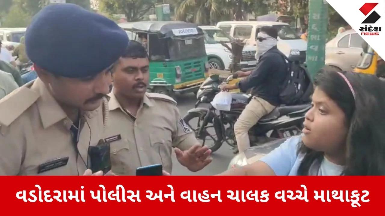 Vadodara: ટ્રાફિક પોલીસ અને વાહનચાલક વચ્ચે જાહેરમાં માથાકૂટ, લોકોના ટોળા એકઠા થયા!