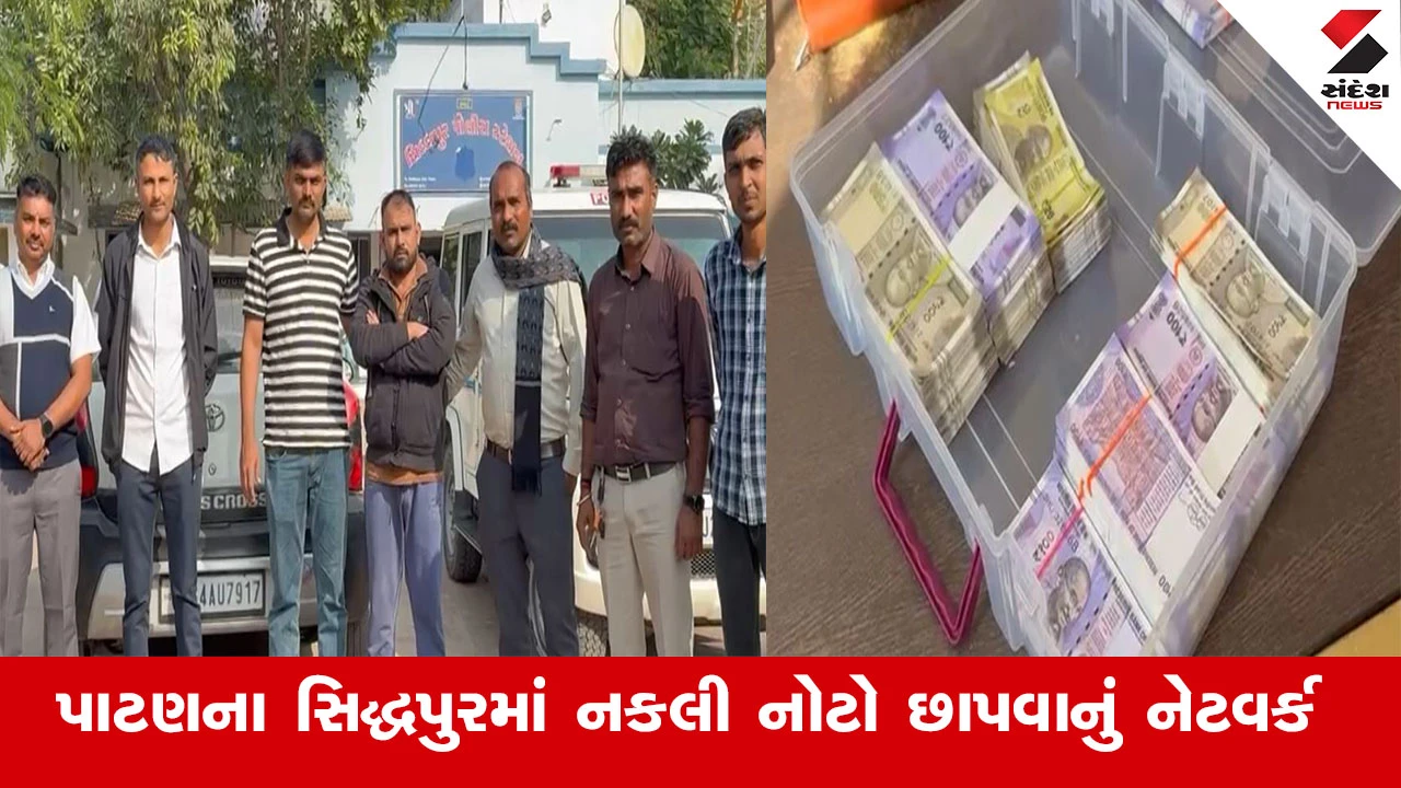 સિદ્ધપુરમાં નકલી નોટોનું નેટવર્ક ઝડપાયું, ₹500, ₹100, ₹20 સહિત દરની નોટો જપ્ત. Patan LCBએ નેટવર્ક ઝડપ્યું.