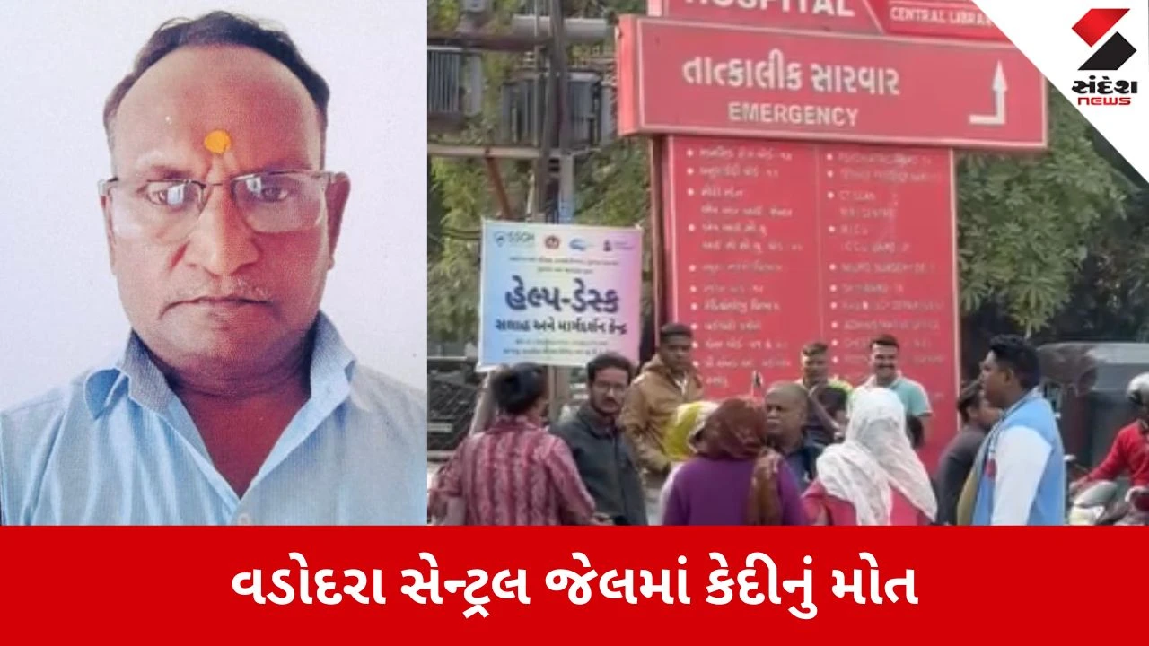 Vadodara: ચેક રિટર્ન કેસમાં સજા પડ્યાના બીજા જ દિવસે સેન્ટ્રલ જેલમાં કેદીનું મોત 