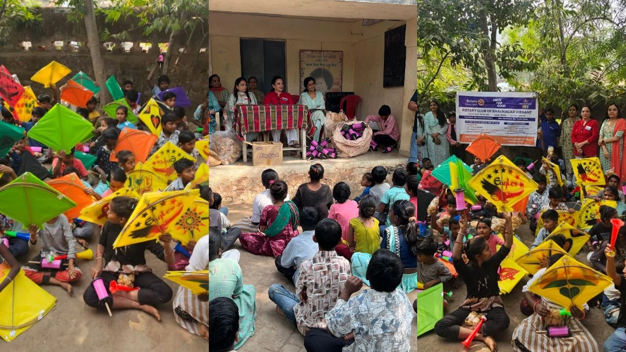 Bhavnagar : રોટરી કલબ દ્વારા વિદ્યાર્થીઓને પતંગ-દોરીનું વિતરણ કરવામાં આવ્યું, જુઓ Photos 
