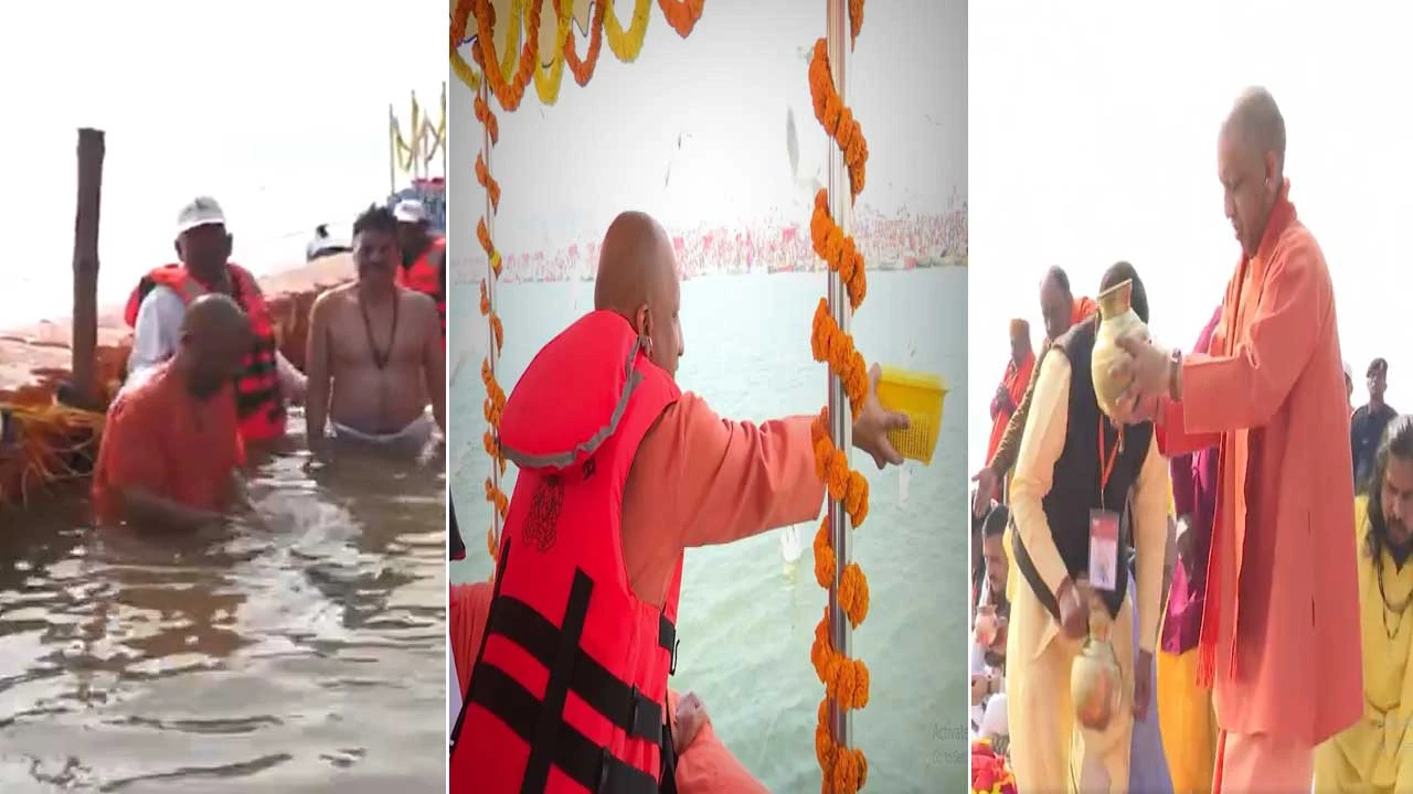 CM યોગીએ માઘ મેળામાં લગાવી આસ્થાની ડૂબકી, કરી ગંગા પૂજા, જુઓ તસવીરો 