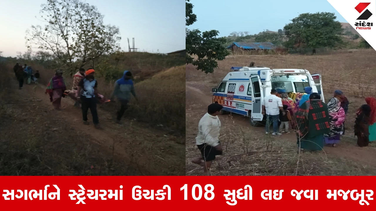 Nasvadi માં વિકાસની પોકળ વાતો, રસ્તો ન હોવાથી સગર્ભાને સ્ટ્રેચરમાં ઊંચકીને દવાખાને લઈ જવાઈ 