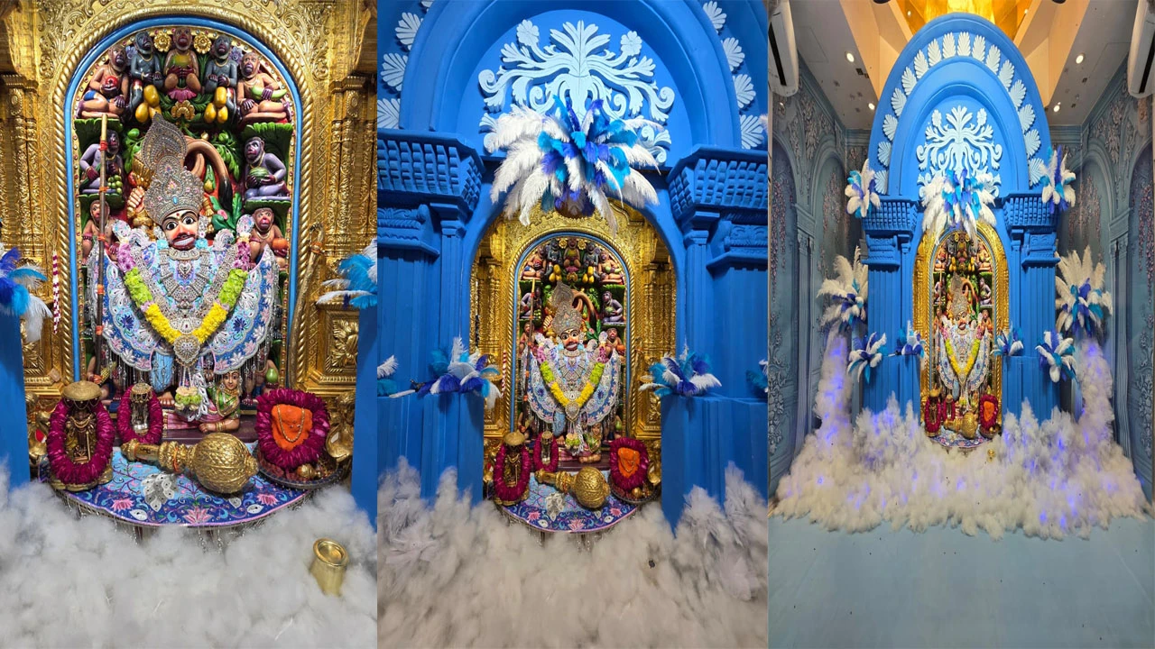 ધનુર્માસ નિમિતે શ્રીકષ્ટભંજનદેવ હનુમાનજીને દિવ્ય શણગાર કરવામાં આવ્યો 