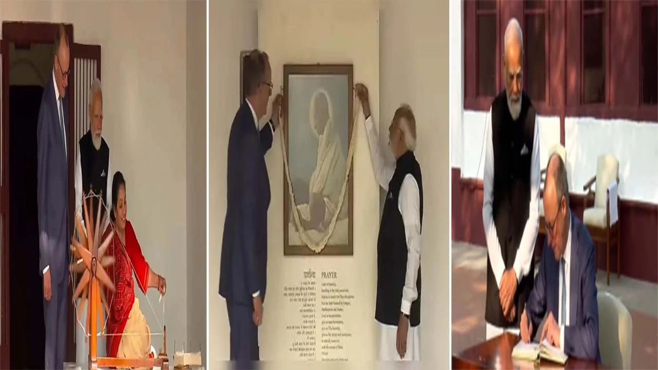 PM Modi in Ahmedabad: પીએમ મોદી અને જર્મન ચાન્સેલરે ગાંધી આશ્રમની લીધી મુલાકાત, બાપુને આપી અંજલિ 