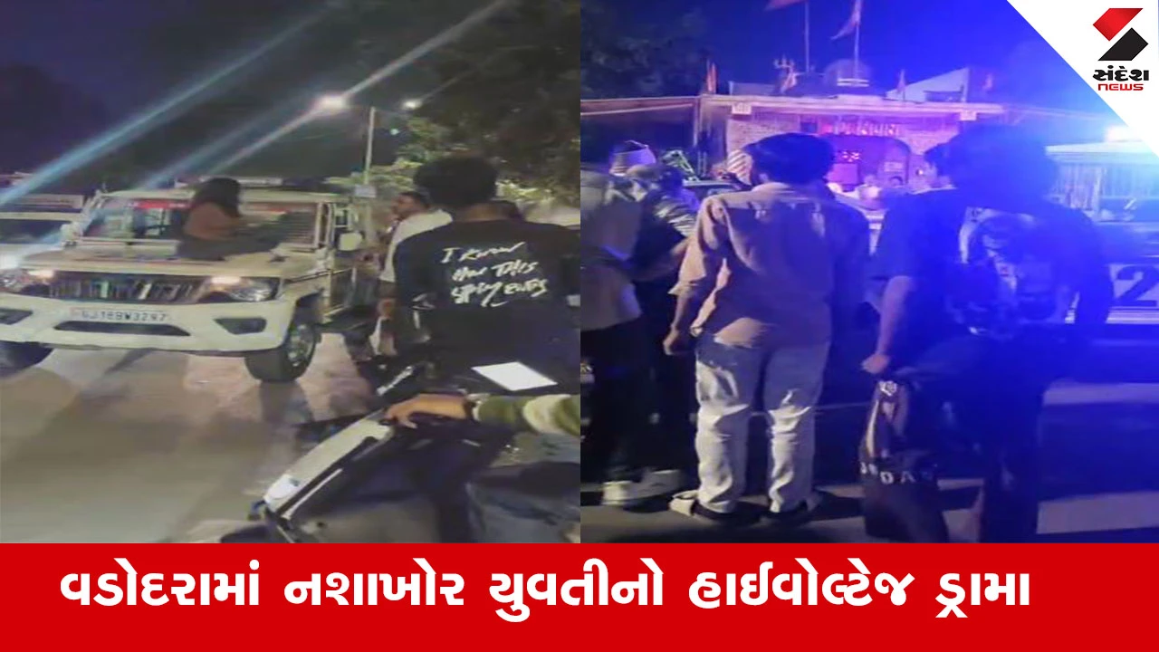 Vadodara News : વડોદરામાં પ્રેમી સાથે ઝઘડો કર્યા બાદ નશાખોર યુવતીનો ડ્રામા, પોલીસની PCR વાન પર બેસીને હંગામો મચાવ્યો 