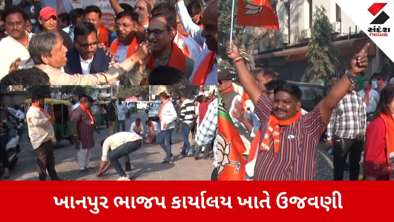 Ahmedabad News: BMC ચૂંટણીમાં જીત, ખાનપુર ભાજપ કાર્યાલય ખાતે કરાઈ ઉજવણી 