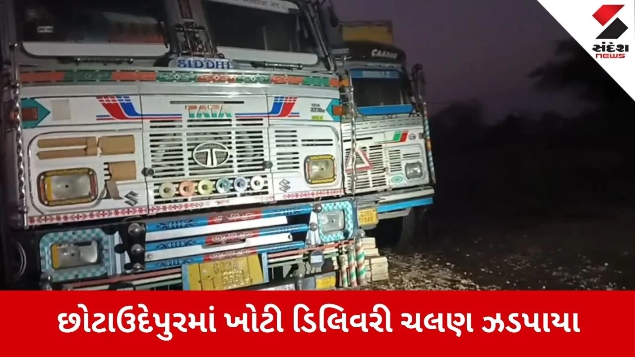 Chhota Udepur: ખાણ ખનિજ વિભાગની મોટી કાર્યવાહી, નકલી ચલણથી ડોલોમાઇટની હેરાફેરી કરતા બે ટ્રક ઝડપાયા 