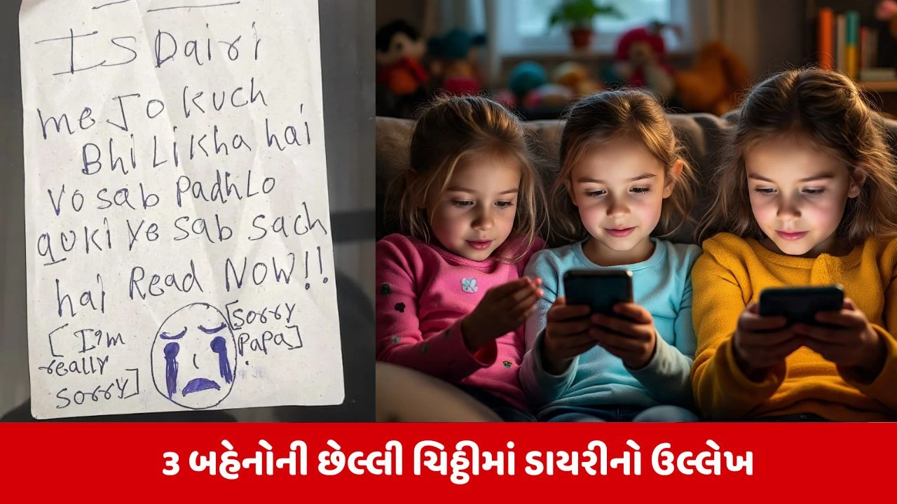 Ghaziabad:  'સોરી પાપા... ડાયરી વાંચી લેજો', રડતી ઇમોજી સાથે છેલ્લી ચિઠ્ઠી અને 3 સગી બહેનોએ લગાવી મોતની છલાંગ 