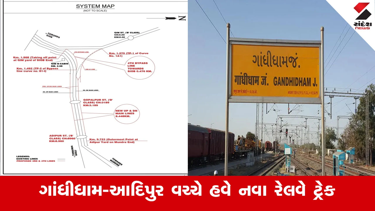 Railway News : ગાંધીધામ-આદિપુર વચ્ચેના 10.69 કિમીના સેક્શનમાં રેલવે ટ્રેકના ત્રીજી અને ચોથી લાઇનનું કામ પૂર્ણ 