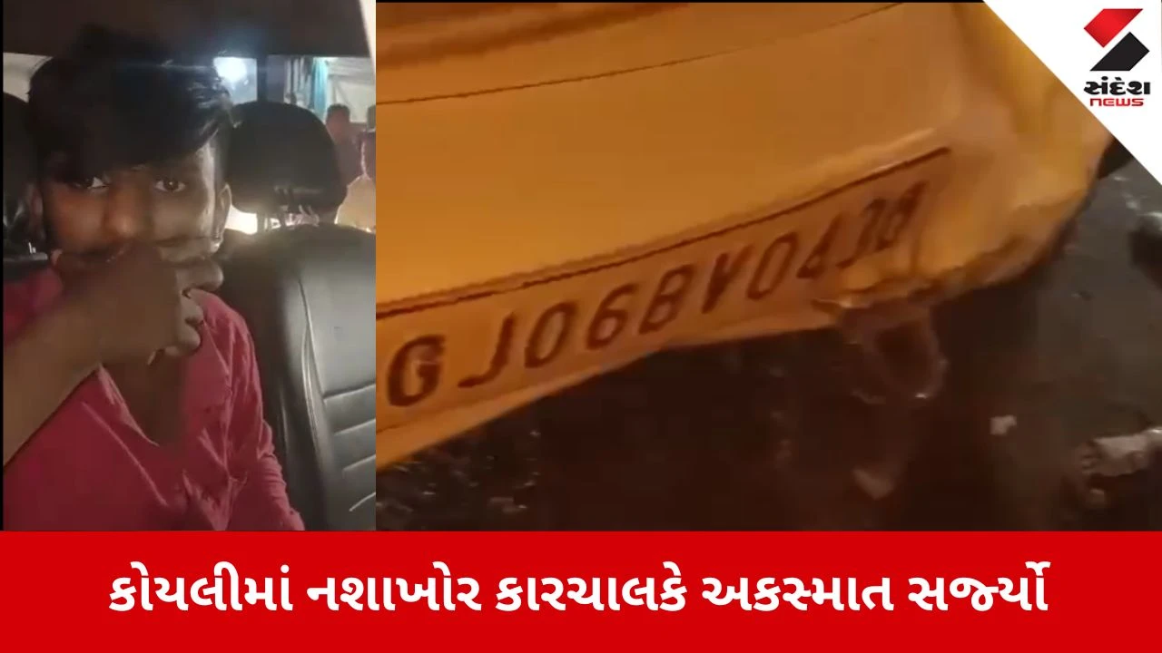 Vadodara News: કોયલી પાસે નશામાં ધૂત કાર ચાલકે સર્જ્યો અકસ્માત 
