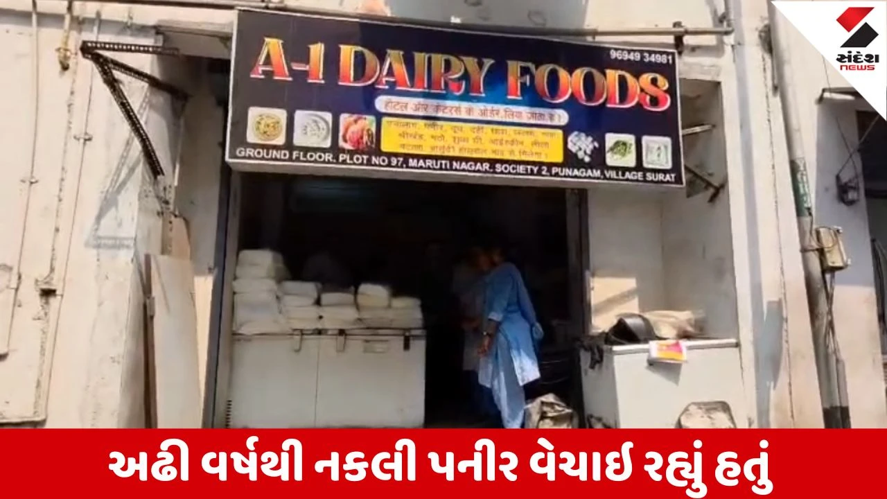 Suratના પુણા વિસ્તારમાં A-1 ડેરીમાંથી ઝડપાયું નકલી 329 કિલો પનીર, રોજનું 100 કિલો નકલી પનીર વેચતા હતા 