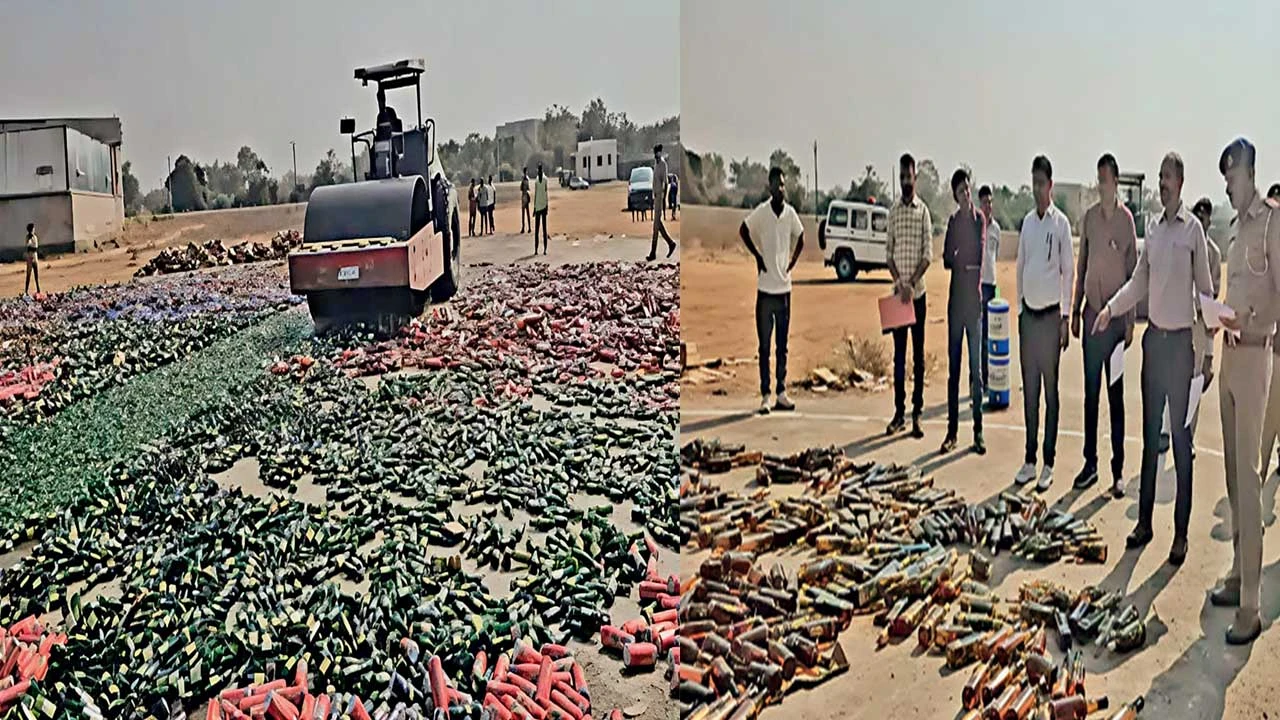 Siddhpur: સિદ્ધપુર પાસે રૂ. 1.86 કરોડના વિદેશી દારૂનો નાશ કરાયો 