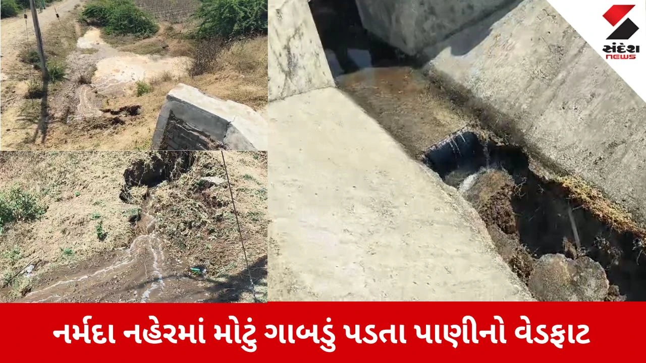 Bharuch News: ભીમપુરા પાસે નર્મદા કેનાલમાં મોટું ગાબડું, હજારો લીટર પાણીનો વેડફાટ 