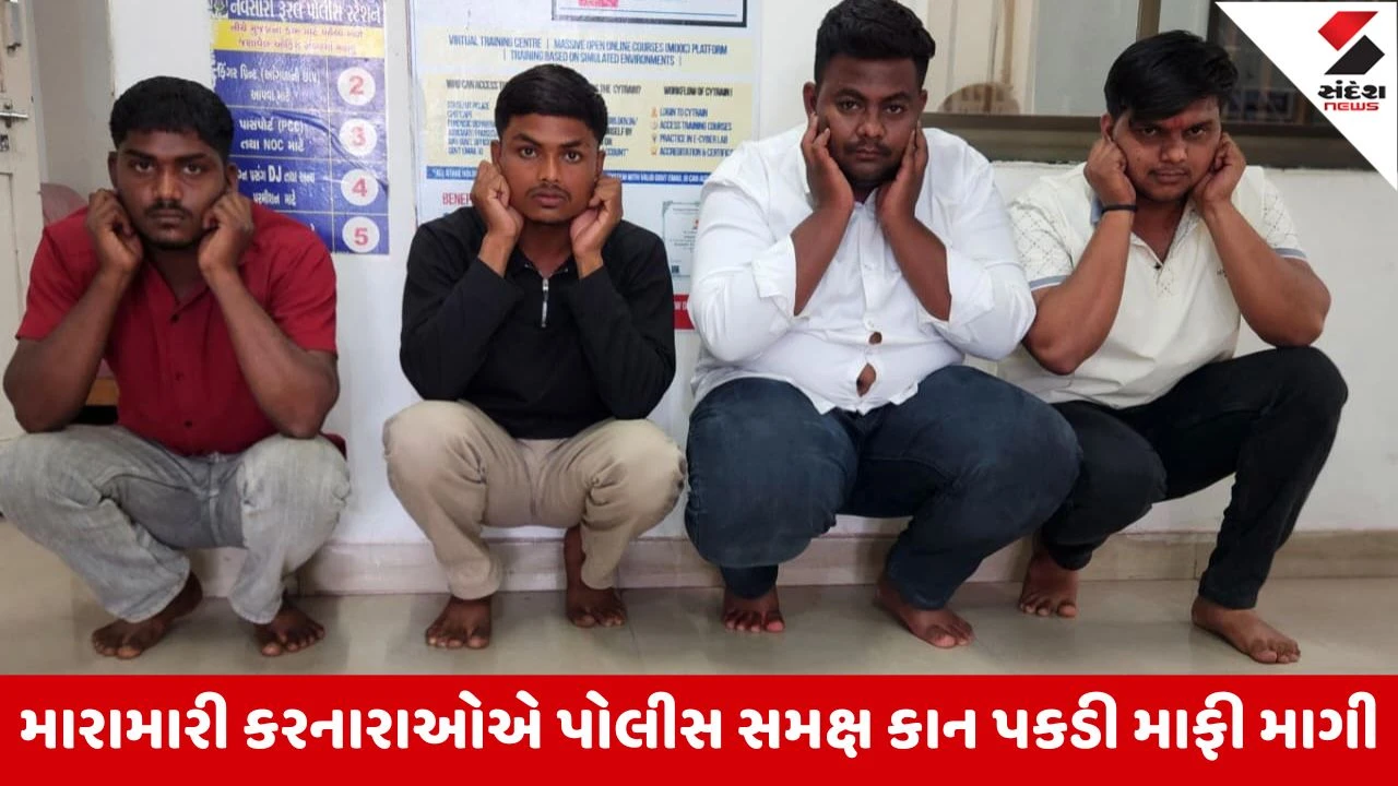 Navsariમાં રંગોત્સવમાં મારામારી કરનારા 4 આરોપી ઝડપાયા, પોલીસે આરોપીઓને કાયદાનો પાઠ ભણાવ્યો