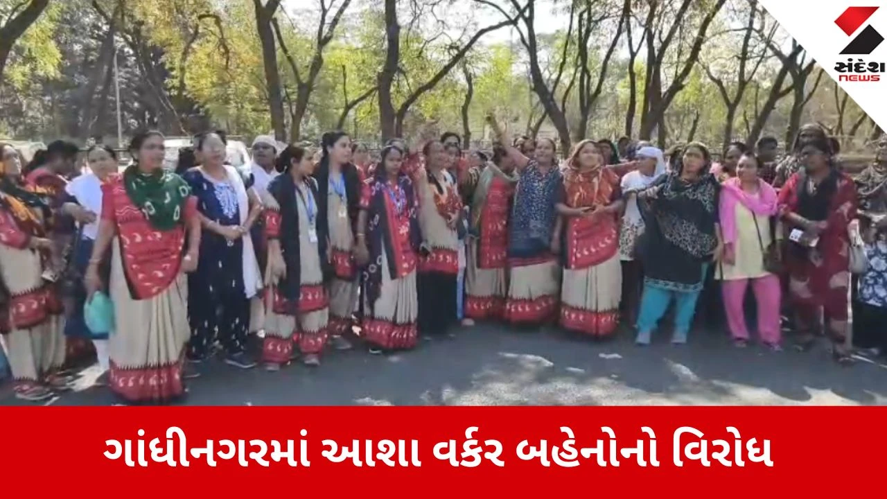 Gandhinagar: આંતરરાષ્ટ્રીય મહિલા દિવસે જ આશા વર્કર બહેનોનો આક્રોશ, કાળી પટ્ટી ધારણ કરી શોષણ સામે યોજી વિશાળ રેલી 