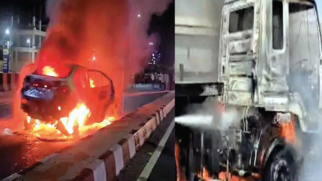 સાબરકાંઠામાં બે વાહનોમાં આગ લાગી, જાનહાનિ ટળી: હિંમતનગર અને તલોદમાં ઘટના, ફાયર વિભાગે આગ પર કાબૂ મેળવ્યો.