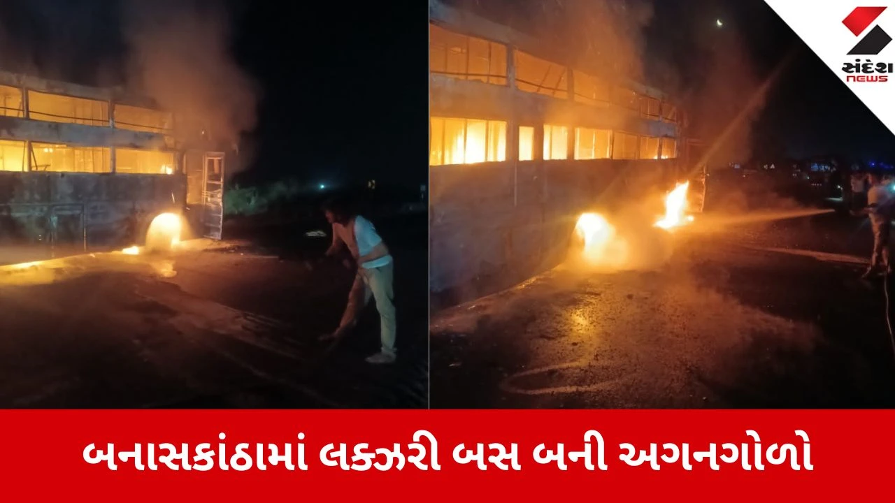 Banaskantha: રાજસ્થાનથી અમદાવાદ આવતી લક્ઝરી બસમાં ભીષણ આગ, એકનું મોત અને 6 મુસાફરો ગંભીર રીતે દાઝ્યા