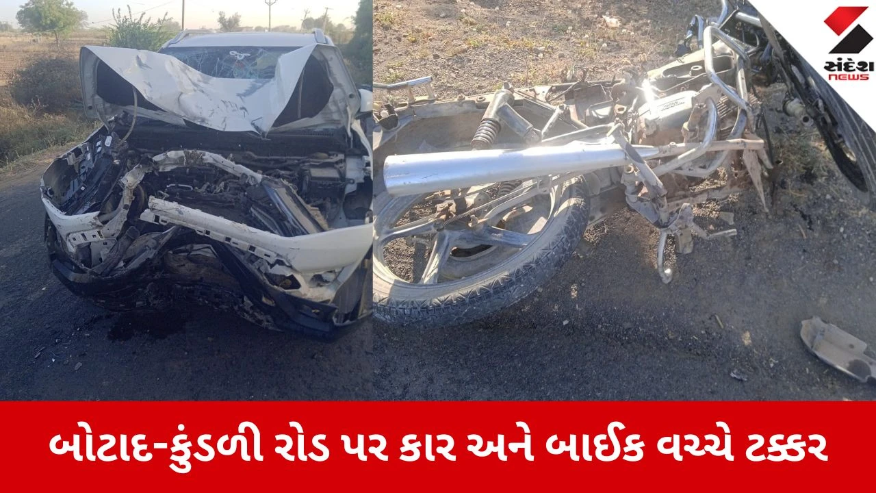 Botad: બાઈક પર સવાર બે મિત્રોને કારે અડફેટે લેતા એકનું મોત, એક ગંભીર 