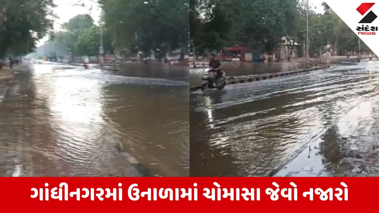 Gandhinagar: સેક્ટર 5-13 ચોકડી પાસે મુખ્ય પાણીની લાઈન ફાટતા જળબંબાકાર, લાખો લિટર પીવાનું પાણી રસ્તા પર વહ્યું 
