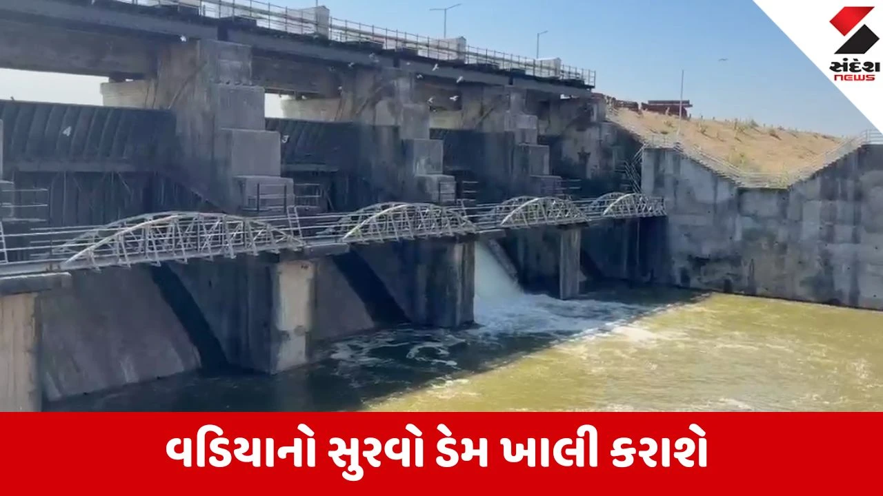 Amreli:વડિયાના સુરવો ડેમમાં સમારકામ માટે દરવાજા ખોલાયા, ભરઉનાળે 55 MCFT પાણી છોડવાની પ્રક્રિયા શરૂ