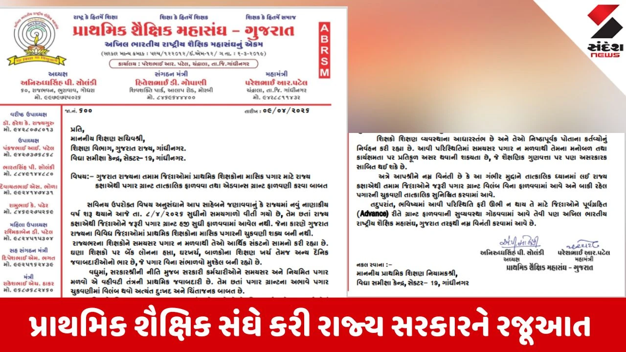 Gandhinagar News: રાજ્યમાં શિક્ષકોના પગારના ફાંફા, ગ્રાન્ટના અભાવે હજારો પરિવારોની મુશ્કેલી વધી, શૈક્ષિક સંઘે કરી રજૂઆત
