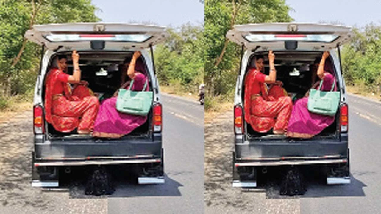 દાહોદના દેવગઢબારીઆ - પીપલોદ રોડ પર બેફામ મુસાફરો ભરેલા વાહનો.