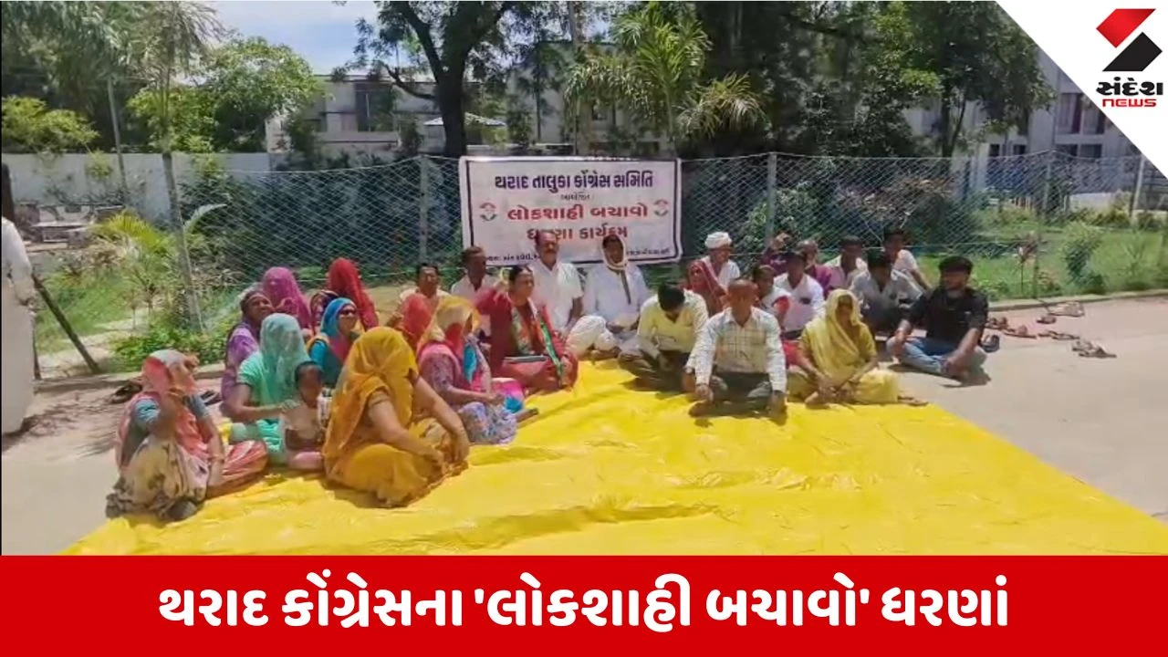 Local Body Elections 2026: 'લોકશાહી બચાવો'ના નારા સાથે થરાદ કોંગ્રેસના ધરણાં, ભાજપ પર સરકારી મશીનરીના દુરૂપયોગનો આક્ષેપ 
