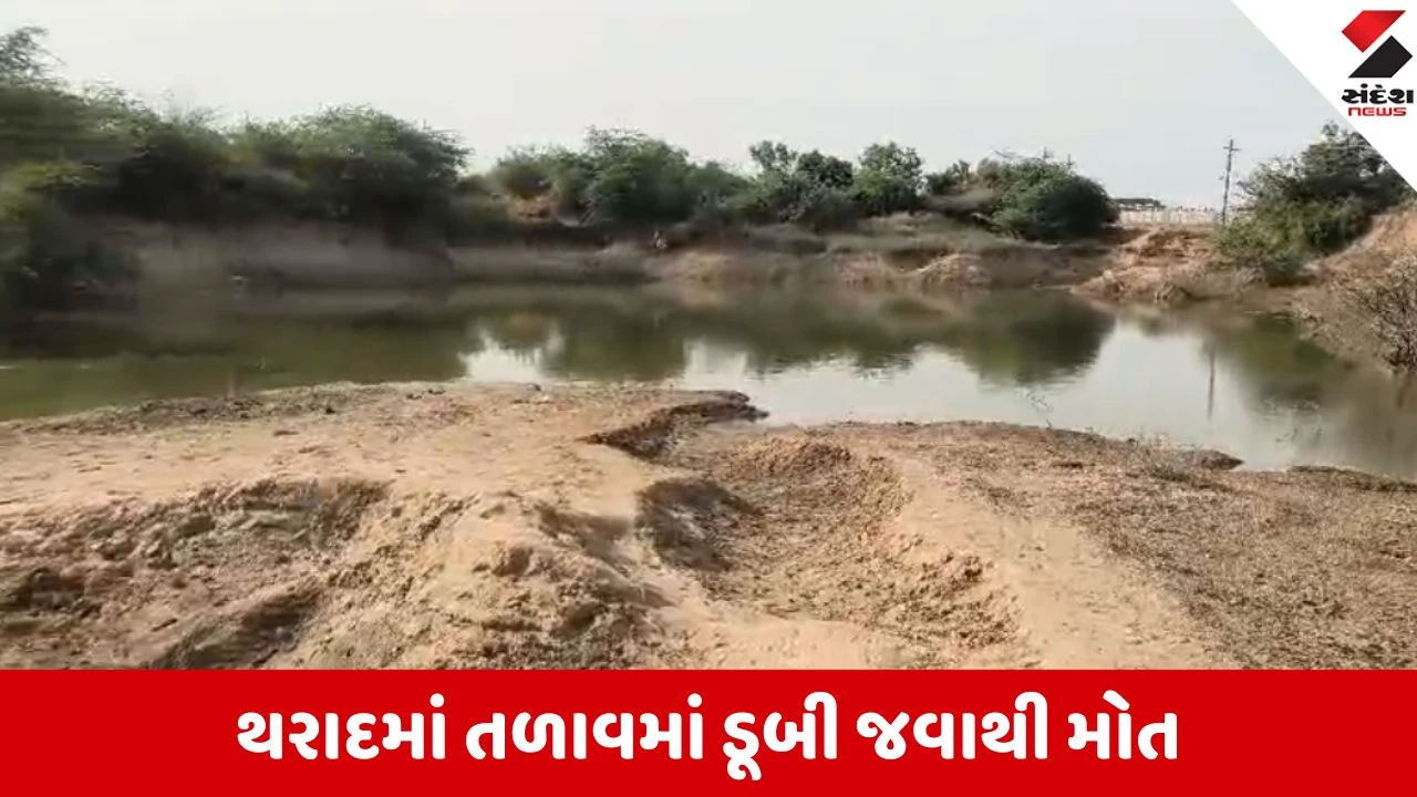 બનાસકાંઠા: થરાદના ડોડ ગામે તળાવમાં ડૂબી જવાથી એક જ પરિવારના ત્રણ ભાઈ-બહેનોના કરુણ મોત.