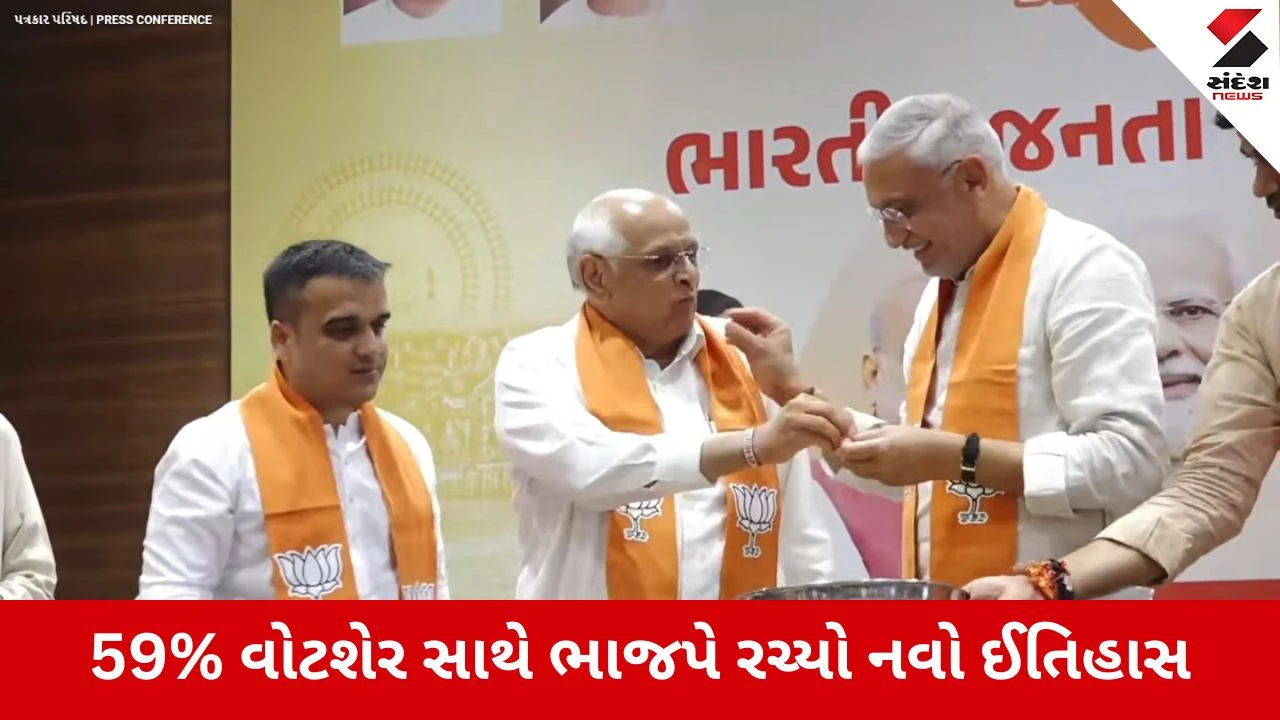 Gujarat Local Body Election Results 2026: ગુજરાતમાં ભાજપની 'વોટ સુનામી': મનપામાં રેકોર્ડબ્રેક 59% વોટશેર, જાણો કોંગ્રેસ-AAP ક્યાં ફેંકાયા?