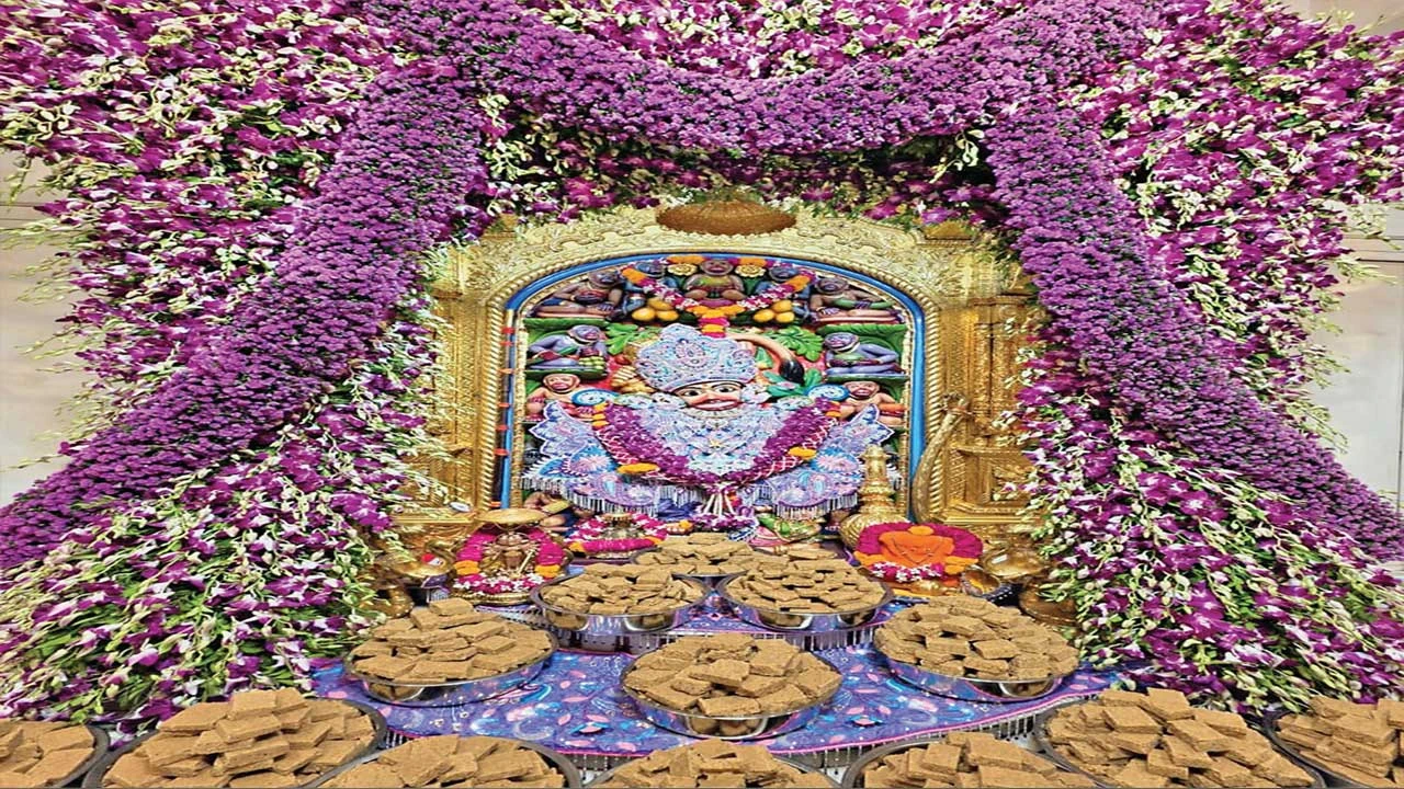 Botad: શ્રીકષ્ટભંજનદેવ દાદાને ઓર્કિડના પુષ્પોનો શણગાર, સુખડીનો અન્નકૂટ