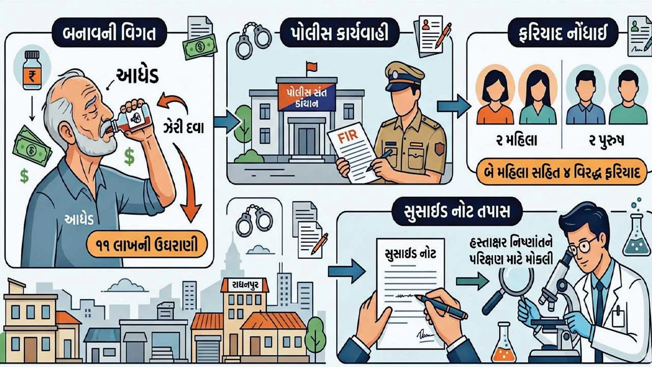 રાધનપુરમાં પૈસાની લેવડ-દેવડ બાબતે આધેડે ઝેરી દવા પીધી.