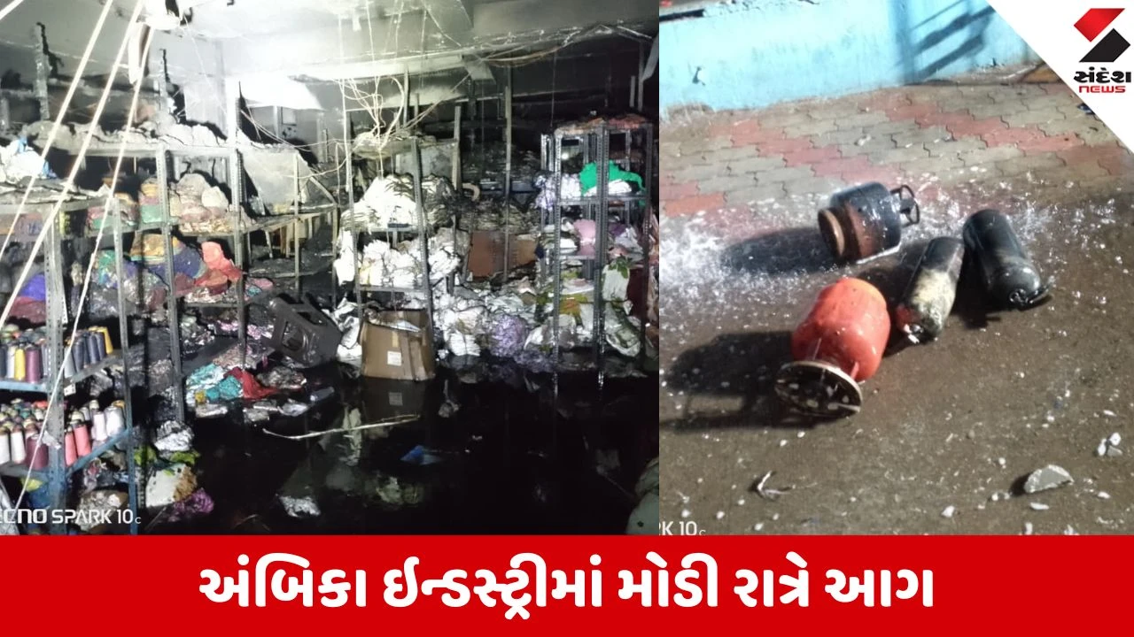 સુરતના સારોલીમાં અંબિકા ઇન્ડસ્ટ્રીમાં ભીષણ આગ.