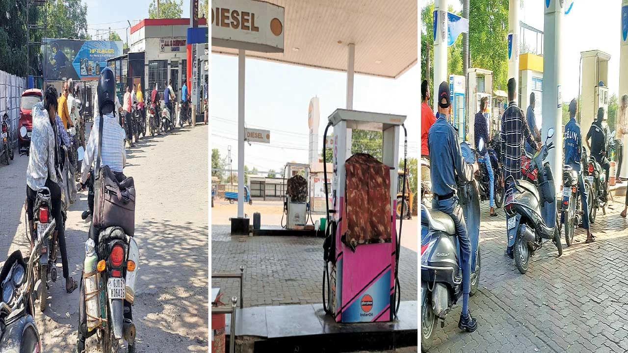 ડભોઈ પંથકના પેટ્રોલ પંપો પર વાહનોની લાંબી લાઈનો લાગી
