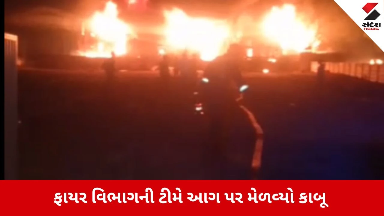 સાંતેજ-વડસર રોડ પર ખાનગી કંપનીમાં ભીષણ આગ, લાખોનું નુકસાન.
