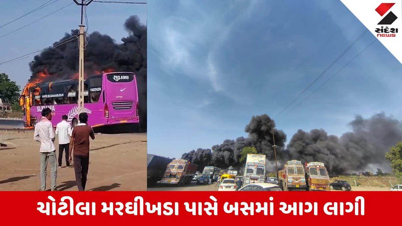 Surendranagar News: અમદાવાદ-રાજકોટ હાઈવે પર બસમાં લાગી આગ, મુસાફરોનો બચાવ