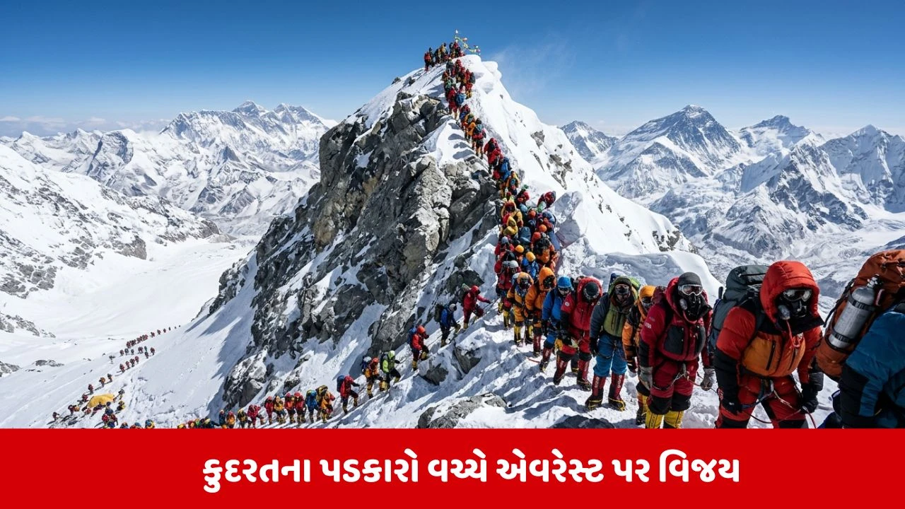 માઉન્ટ એવરેસ્ટ પર ઐતિહાસિક રેકોર્ડ: 275 પર્વતારોહકોએ એક દિવસમાં શિખર સર કર્યું.