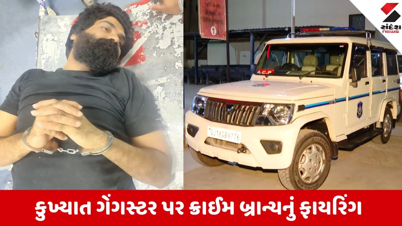 અમદાવાદ ક્રાઈમ બ્રાન્ચ દ્વારા કુખ્યાત ધમા બારડ પર ફાયરિંગ.